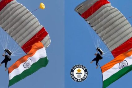 Watch: 3 UAE-based Indian skydivers unfurl tricolour at 13,000ft in world record feat