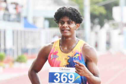 Neil Samraj ran 10.46 at 17. His reaction tells you everything